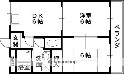 セブンコーポ志紀(2DK/2階)の間取り写真