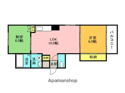 アダチイエム(2LDK/3階)の間取り写真