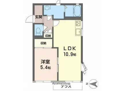 ココレスポア(1LDK/1階)の間取り写真