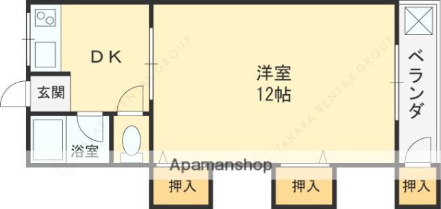 山本コーポ(1DK/3階)の間取り写真