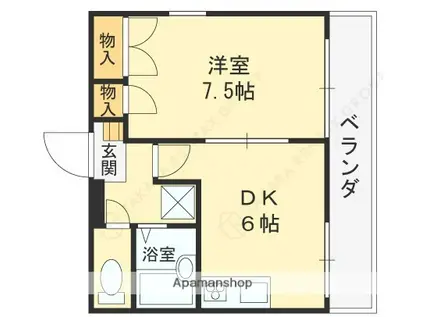 フォレスト堅下(1DK/1階)の間取り写真