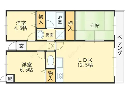 フローラルコート(3LDK/2階)の間取り写真