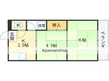 サニーガーデン金岡(2K/3階)の間取り写真