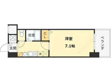 エコロジー宝塚レジデンス(1K/9階)の間取り写真