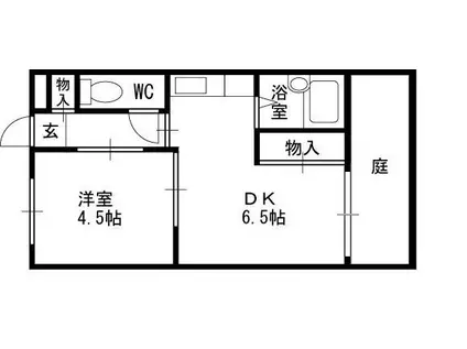 リバーサイド夙川(1K/1階)の間取り写真