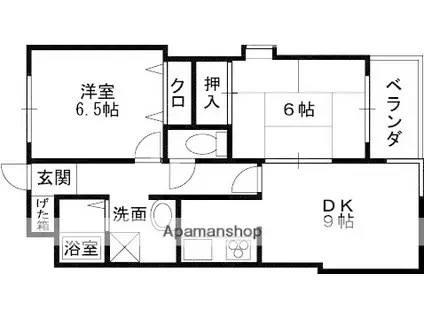 フォーチュン北本町(2DK/2階)の間取り写真