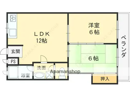 ニュータウン中田(2LDK/3階)の間取り写真