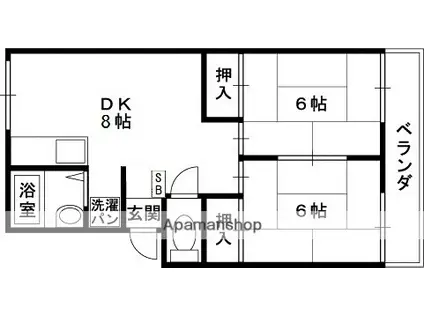 プレジール鹿野(2DK/2階)の間取り写真