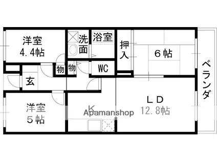 カサベルデ大正(3LDK/3階)の間取り写真