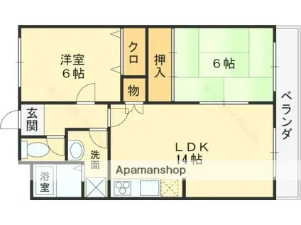 ルモン高安(2LDK/4階)の間取り写真