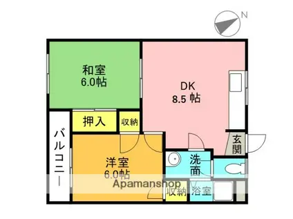 サングレード高槻(2DK/2階)の間取り写真