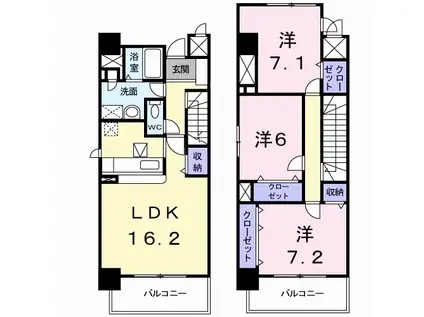 メルヴェイユー山本(3LDK/5階)の間取り写真