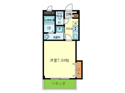 サンドレンスコート(1K/2階)の間取り写真