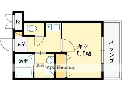 GREENCOAT3番館(1K/2階)の間取り写真