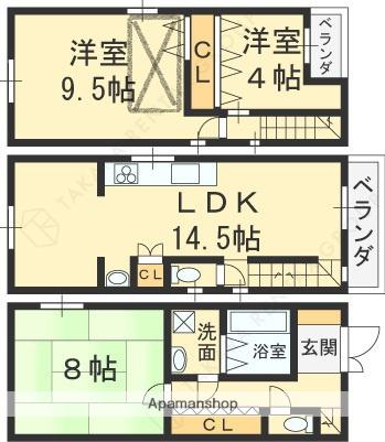 志紀町西4丁目戸建て(3LDK/1階)の間取り写真