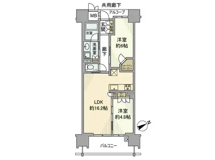 サンメゾンなかもず駅前(2LDK/11階)の間取り写真