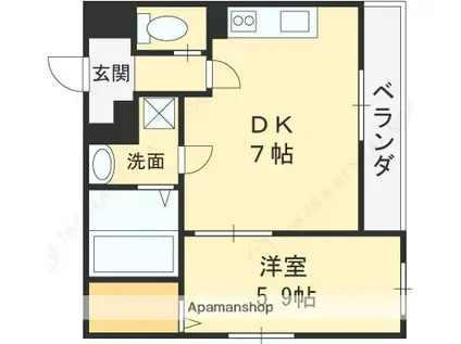 KTIレジデンス八尾(1DK/2階)の間取り写真