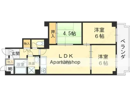 ローレルハイツ八尾1号棟(3LDK/5階)の間取り写真