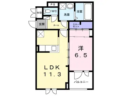 キャスロック北花田(1LDK/3階)の間取り写真