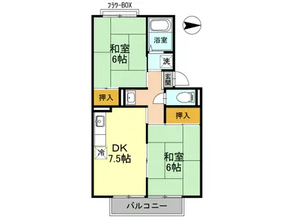 パルコート林1(2DK/2階)の間取り写真