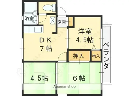 ピュアハイツ(3DK/1階)の間取り写真