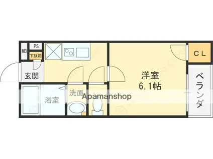 モダンアパートメント平野本町(1K/1階)の間取り写真