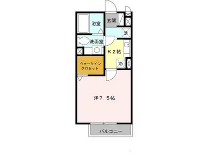 リバーハイツB棟(1K/2階)の間取り写真