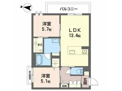 シャーメゾン ジー コート ホウゼンジ(2LDK/2階)の間取り写真