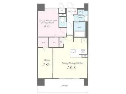 ディエスベアティ久宝寺口(1SLDK/3階)の間取り写真