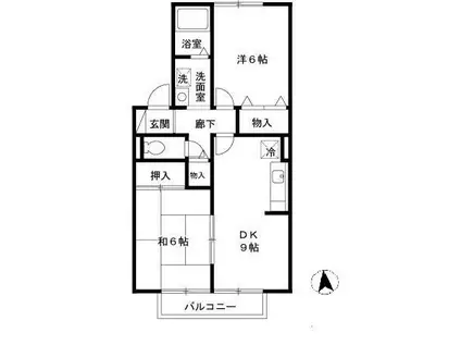 RIHITO八尾 ABC棟 A(2DK/2階)の間取り写真