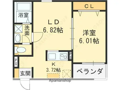 FSTYLE柏原上市(1LDK/3階)の間取り写真