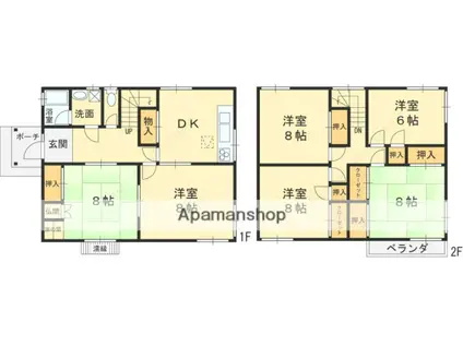 近鉄信貴線 信貴山口駅 徒歩2分 2階建 築43年(6DK)の間取り写真