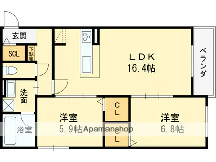 栄蔵弐号館(2LDK/1階)の間取り写真
