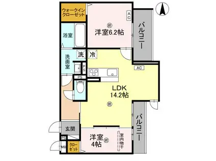 D-ROOM大阪府八尾市太子堂2丁目PJ(2LDK/3階)の間取り写真