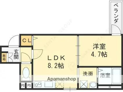 1ER CAMELLIA(1LDK/1階)の間取り写真