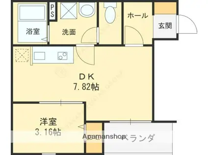 FSTYLE八尾北久宝寺(1DK/1階)の間取り写真