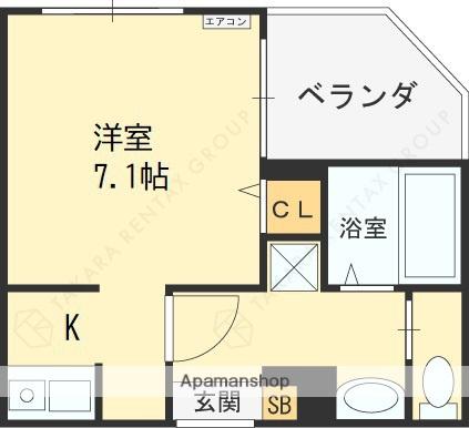 MELDIA大蓮1(1K/1階)の間取り写真