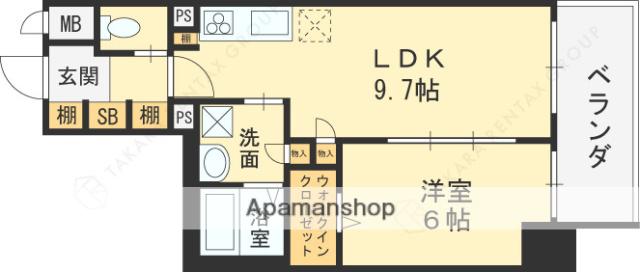ふぁみ—ゆ平野(1LDK/5階)の間取り写真
