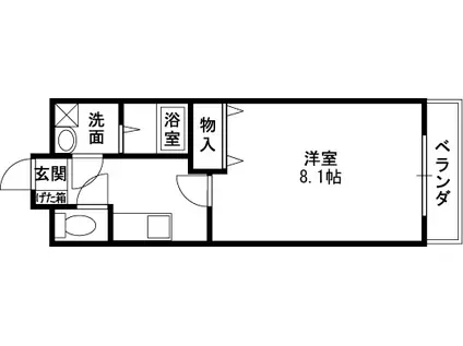パーク賀永(1K/1階)の間取り写真