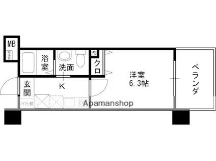 ダイドーメゾン阪神西宮駅前(1K/4階)の間取り写真