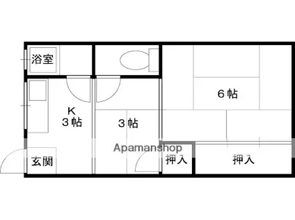 堤コーポ(2K/3階)の間取り写真