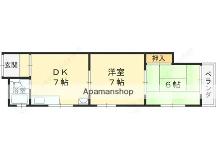 菅又マンション(2DK/2階)の間取り写真