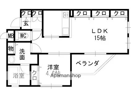 プリモルーチェ(1LDK/2階)の間取り写真