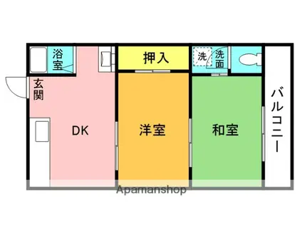 秦ハイツ(2DK/2階)の間取り写真