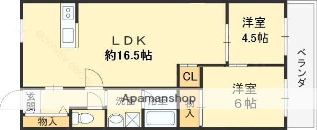 コーポ山内(2LDK/2階)の間取り写真