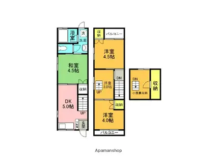 京阪電気鉄道京阪線 萱島駅 徒歩9分 2階建 築31年(4DK)の間取り写真