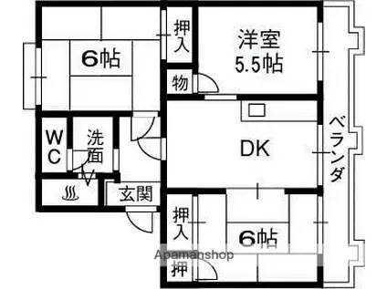 タウニーモイスンB(3DK/2階)の間取り写真