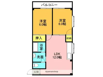 シャトーレジデント寝屋(2LDK/2階)の間取り写真