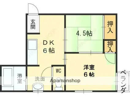 香里園ハウス(2DK/2階)の間取り写真