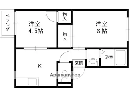 エステートユタカ(2K/2階)の間取り写真